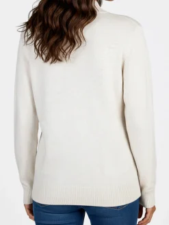 Solada Pullover donna accollato in maglia tinta unita - beige