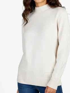 Solada Pullover donna accollato in maglia tinta unita - beige