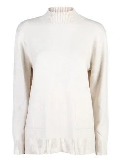 Solada Pullover donna accollato in maglia tinta unita - beige