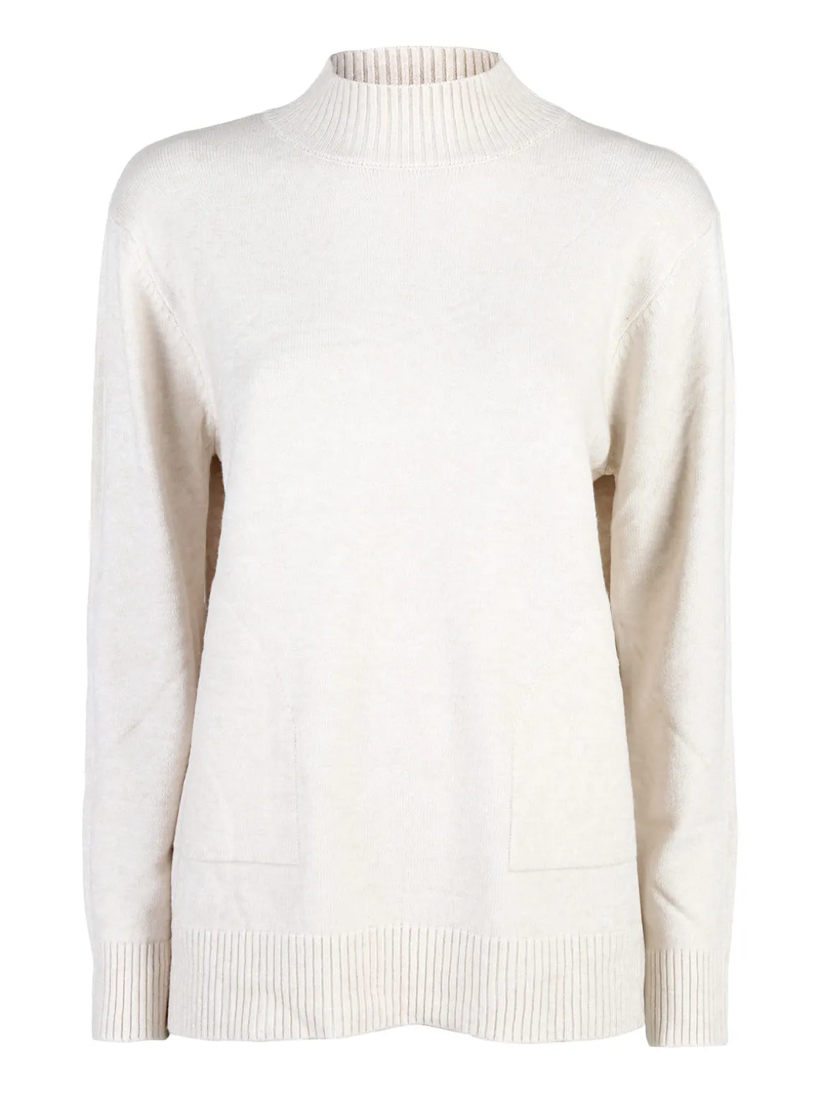 Solada Pullover donna accollato in maglia tinta unita - beige