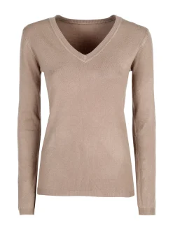Solada Pullover donna con scollo a V - cammello