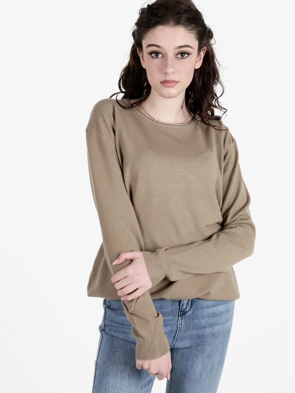 Solada Pullover donna girocollo in maglia tinta unita