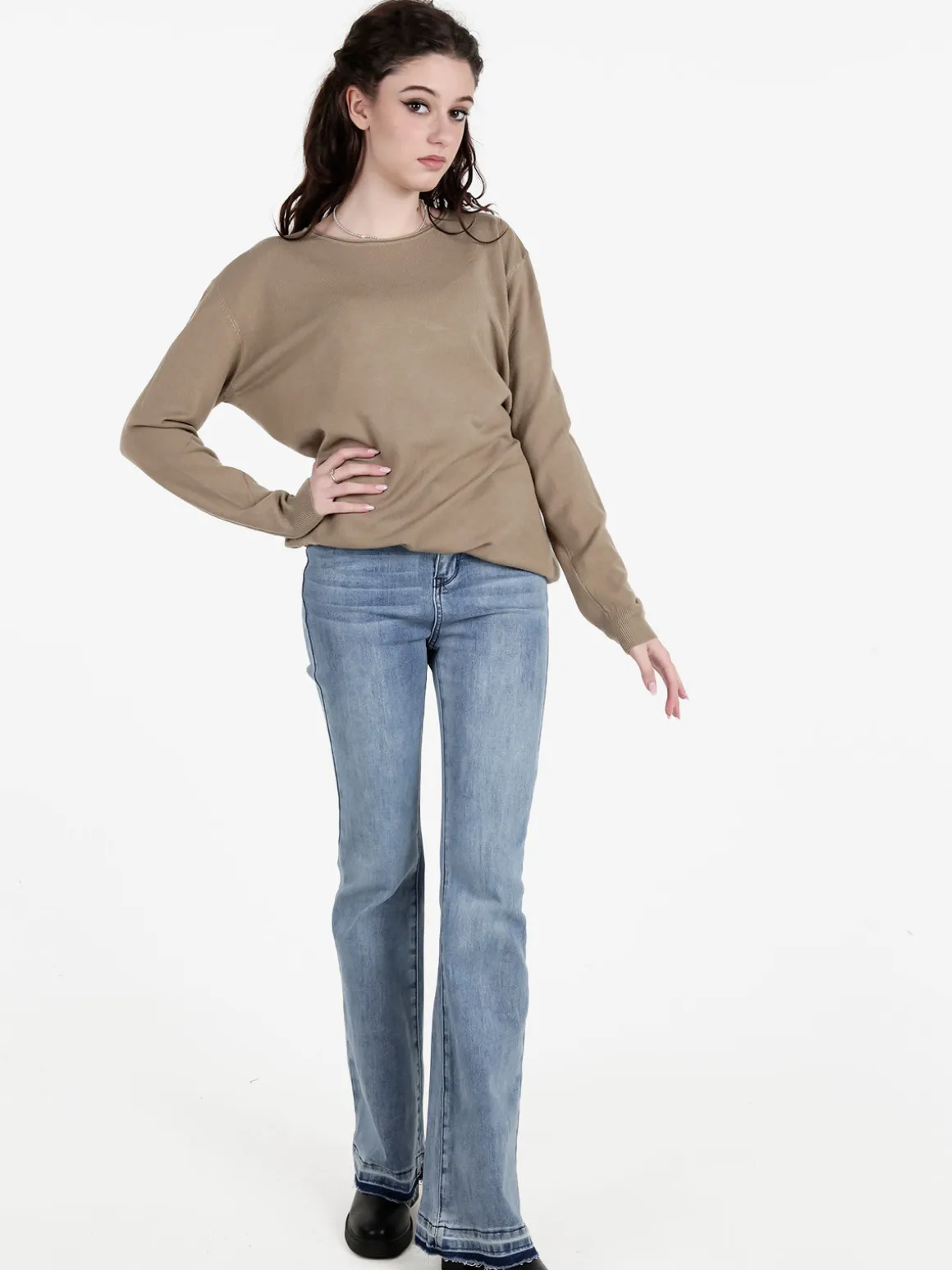 Solada Pullover donna girocollo in maglia tinta unita