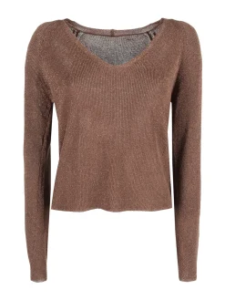 Solada Pullover donna in lurex con scollo a V