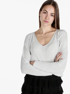 Solada Pullover donna in lurex con scollo a V