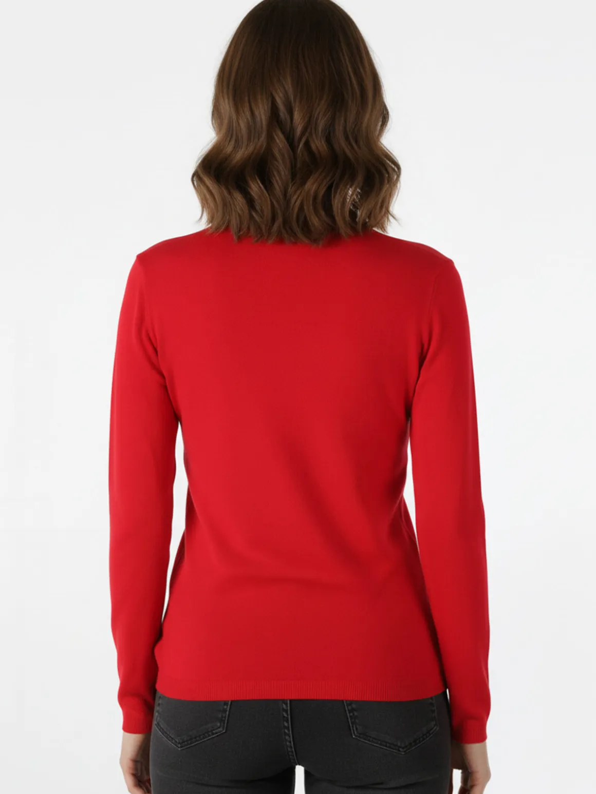 Solada Pullover donna in maglia scollo V - rosso