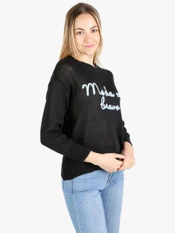 Solada Pullover donna in maglia traforata con ricamo