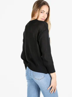 Solada Pullover donna in maglia traforata con ricamo