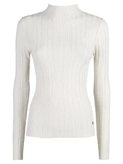 Solada Pullover donna in maglia con collo a lupetto - panna