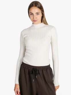 Solada Pullover donna in maglia con collo a lupetto - panna