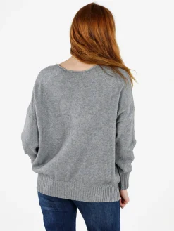 Solada Pullover donna oversize in maglia - grigio