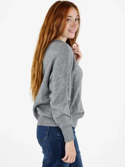 Solada Pullover donna oversize in maglia - grigio