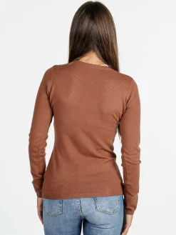 Solada Pullover girocollo donna in maglia - cuoio
