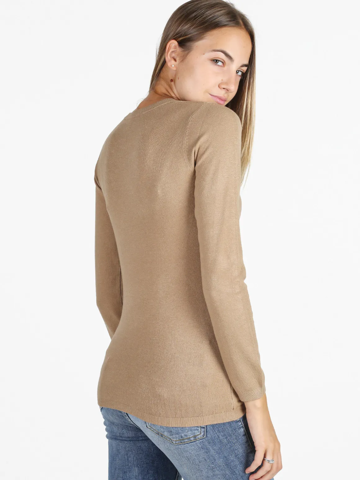 Solada Pullover girocollo donna in maglia - cammello