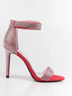 Solada Sandali aperti con tacco e strass rosso