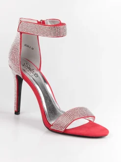 Solada Sandali aperti con tacco e strass rosso