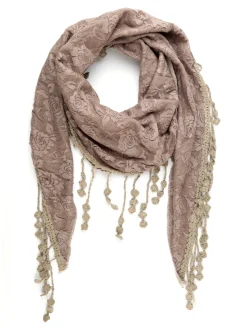 Solada Sciarpa donna con pizzo e nappine