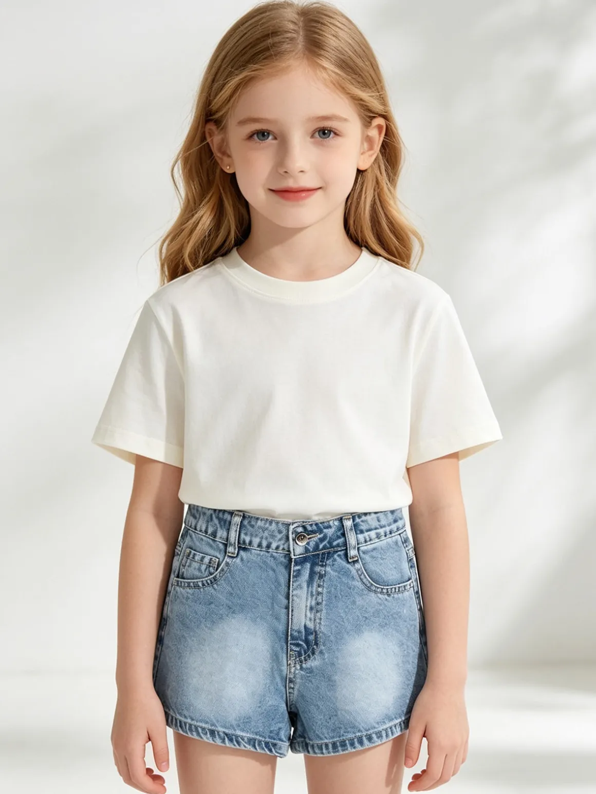 Solada Shorts da bambina in jeans a vita alta