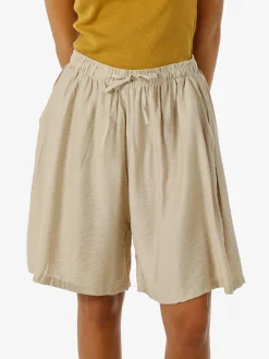 Solada Shorts donna a gamba larga con coulisse - beige