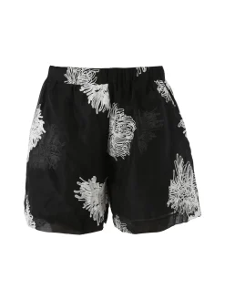 Solada Shorts donna a vita alta con ricami - nero