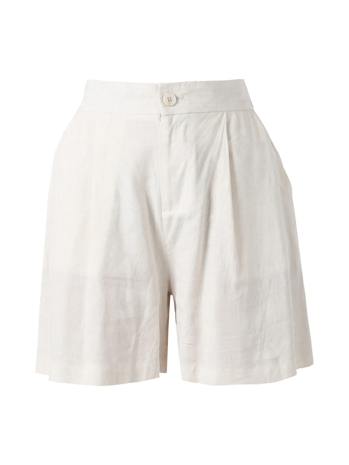Solada Shorts donna a vita alta in misto lino - beige