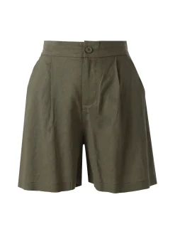 Solada Shorts donna a vita alta in misto lino - militare
