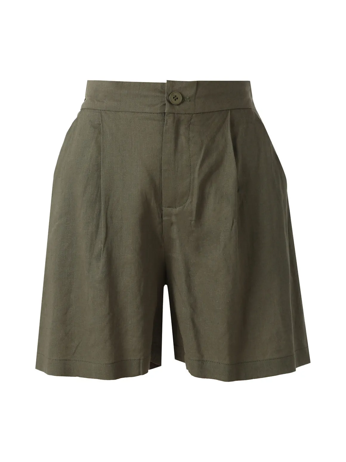 Solada Shorts donna a vita alta in misto lino - militare