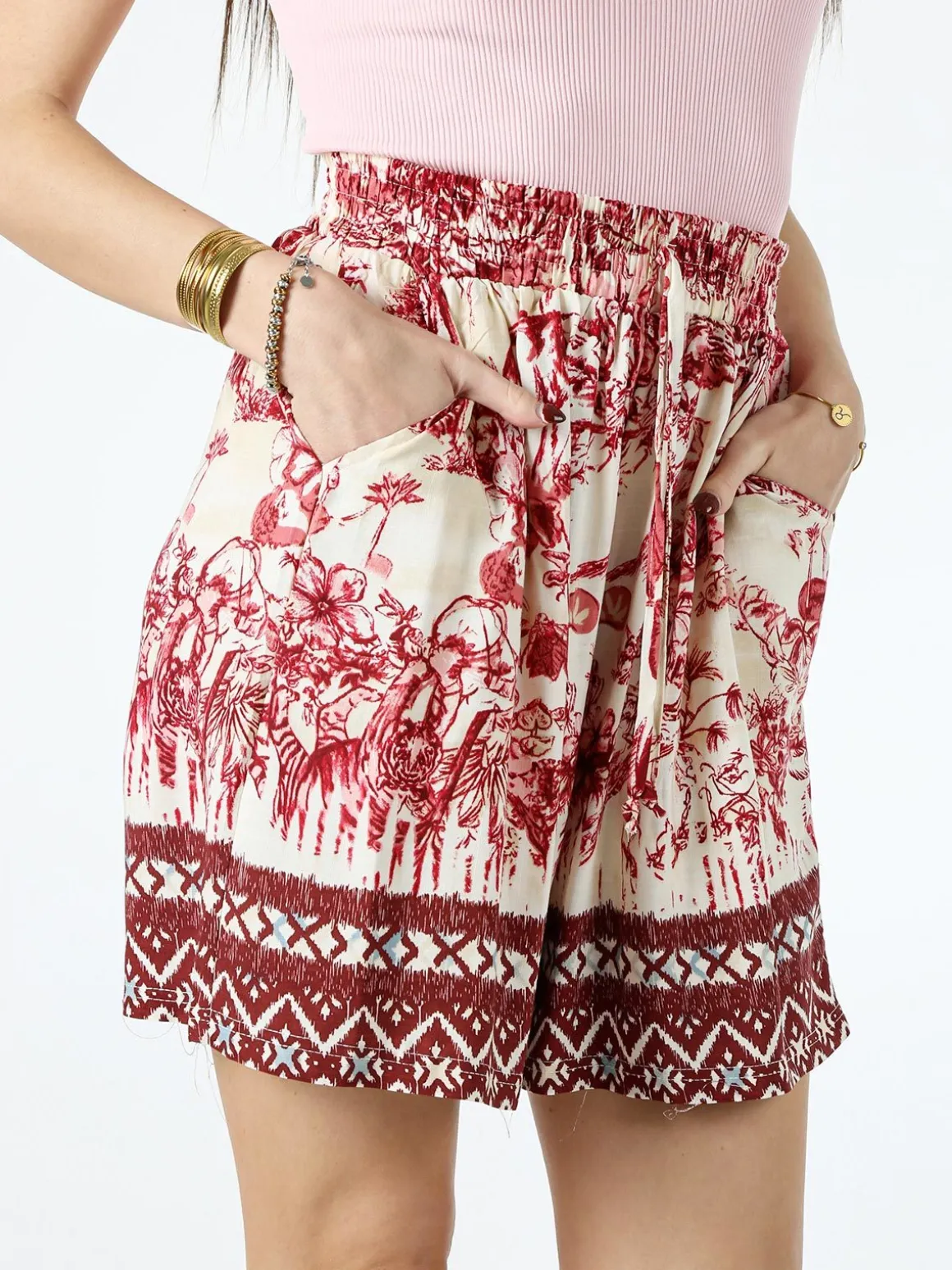 Solada Shorts donna con stampe - rosso
