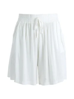 Solada Shorts donna in cotone a gamba larga - bianco