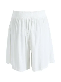 Solada Shorts donna in cotone a gamba larga - bianco