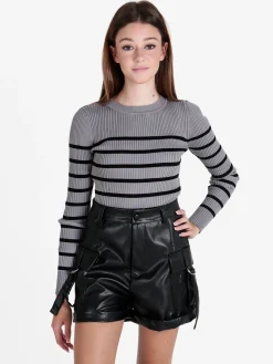 Solada Shorts donna in ecopelle a vita alta con tasconi