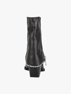 Solada Stivaletti donna texani in pelle con borchie e zip