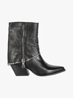 Solada Stivaletti donna texani in pelle con borchie e zip