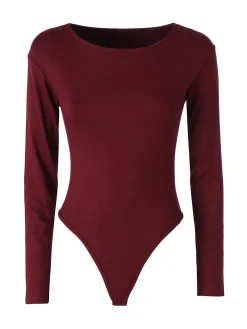 Solada Top body da donna a maniche lunghe in viscosa - bordeaux
