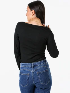 Solada Top body da donna a maniche lunghe in viscosa - nero