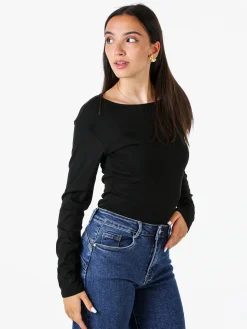 Solada Top body da donna a maniche lunghe in viscosa - nero