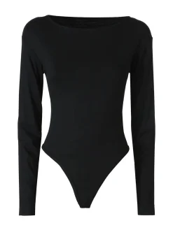Solada Top body da donna a maniche lunghe in viscosa - nero