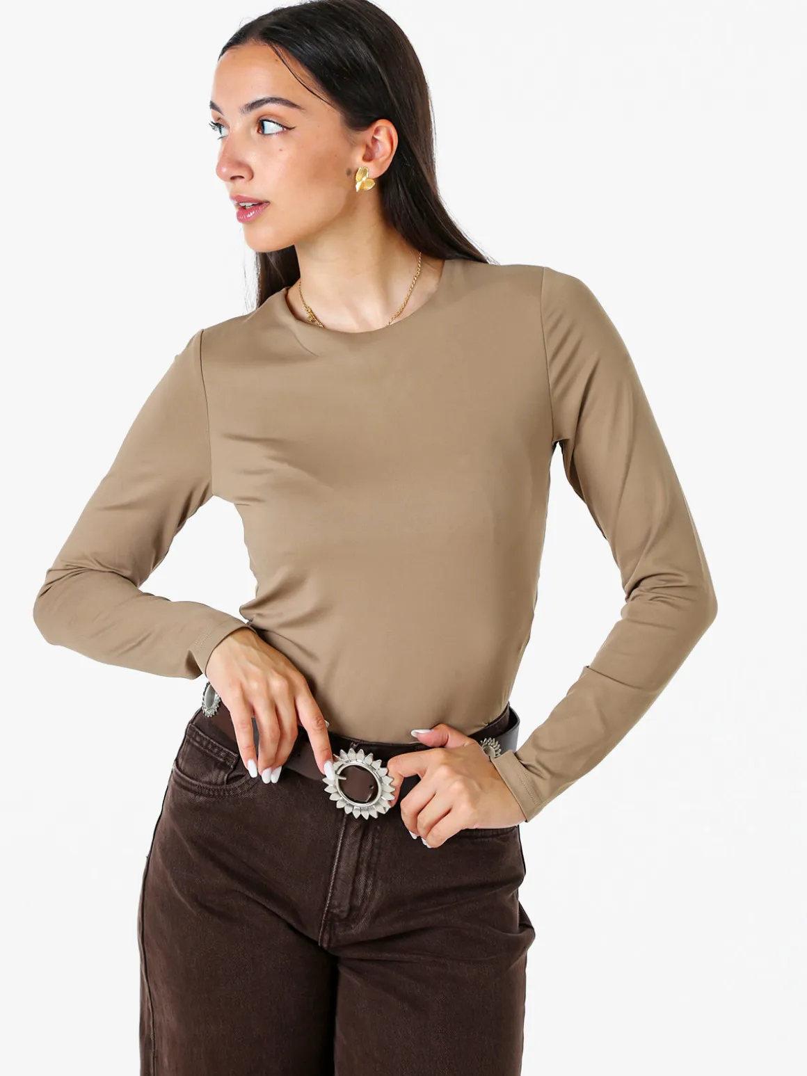 Solada Top body da donna a maniche lunghe - khaki