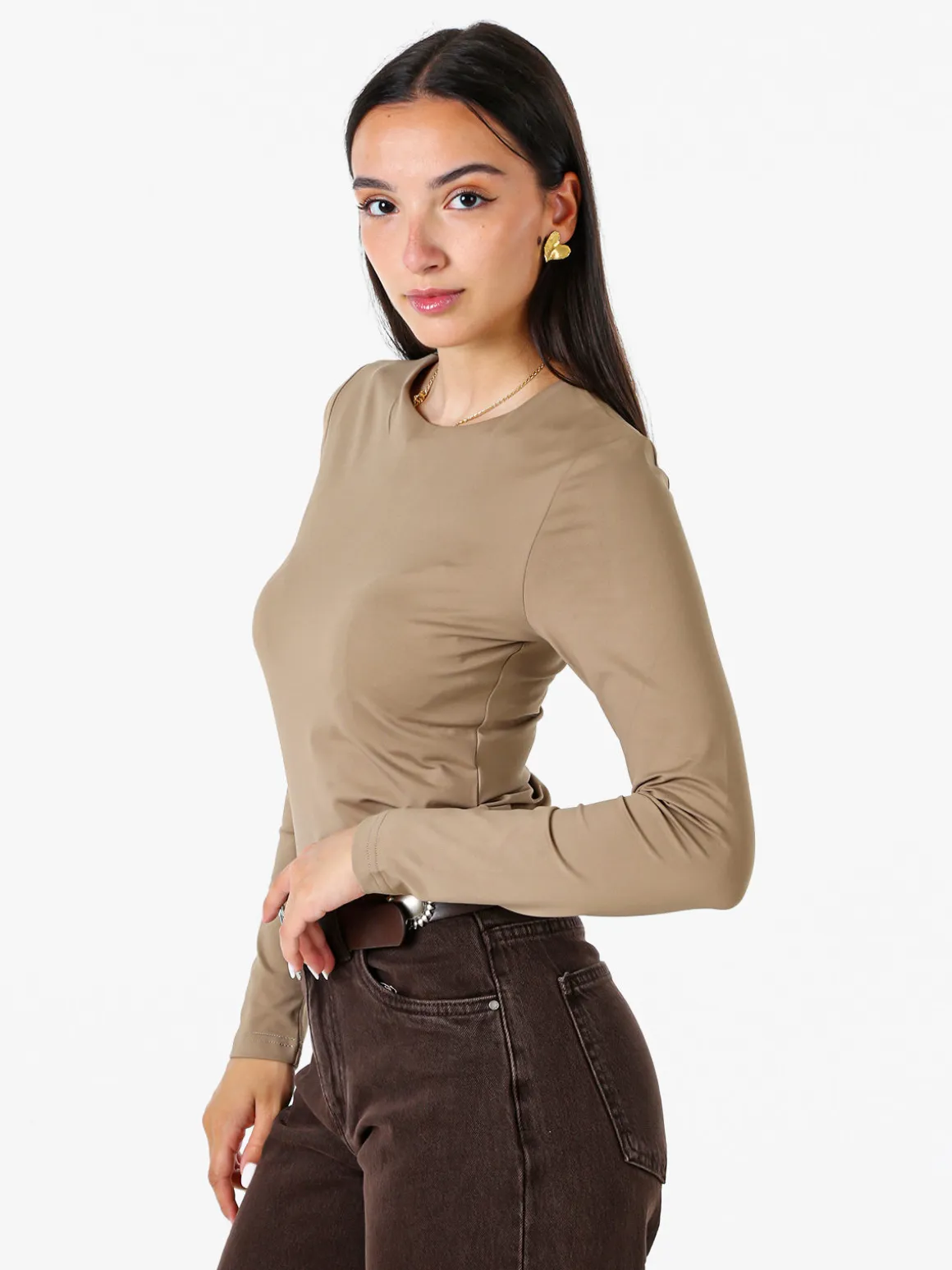 Solada Top body da donna a maniche lunghe - khaki