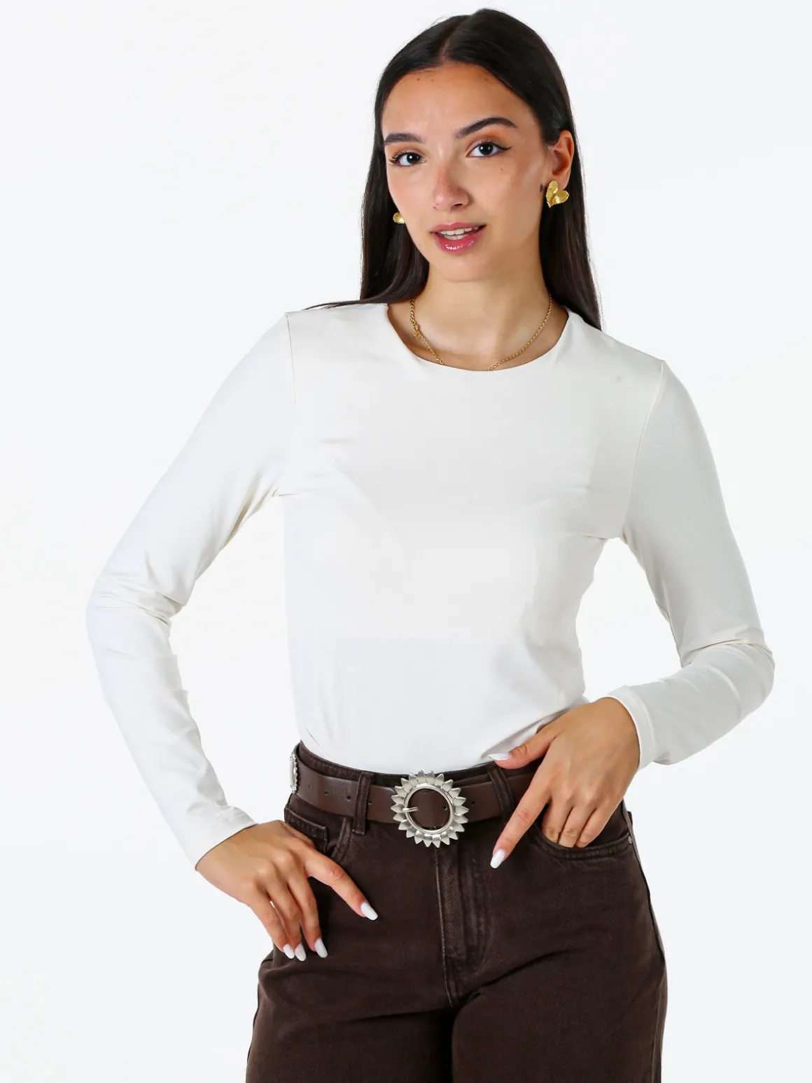 Solada Top body da donna a maniche lunghe - bianco