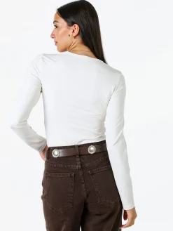 Solada Top body da donna a maniche lunghe - bianco