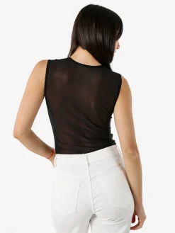 Solada Top body smanicato da donna con inserti a rete - nero