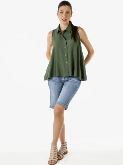 Solada Top donna a camicia senza maniche - militare