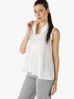 Solada Top donna a camicia senza maniche - bianco