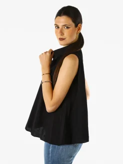 Solada Top donna a camicia senza maniche - nero