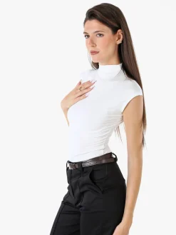 Solada Top donna accollato senza maniche - bianco