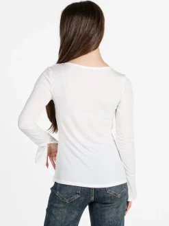 Solada Top donna a maniche lunghe aperto davanti - bianco