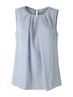Solada Top donna a righe verticali con scollo tondo - azzurro