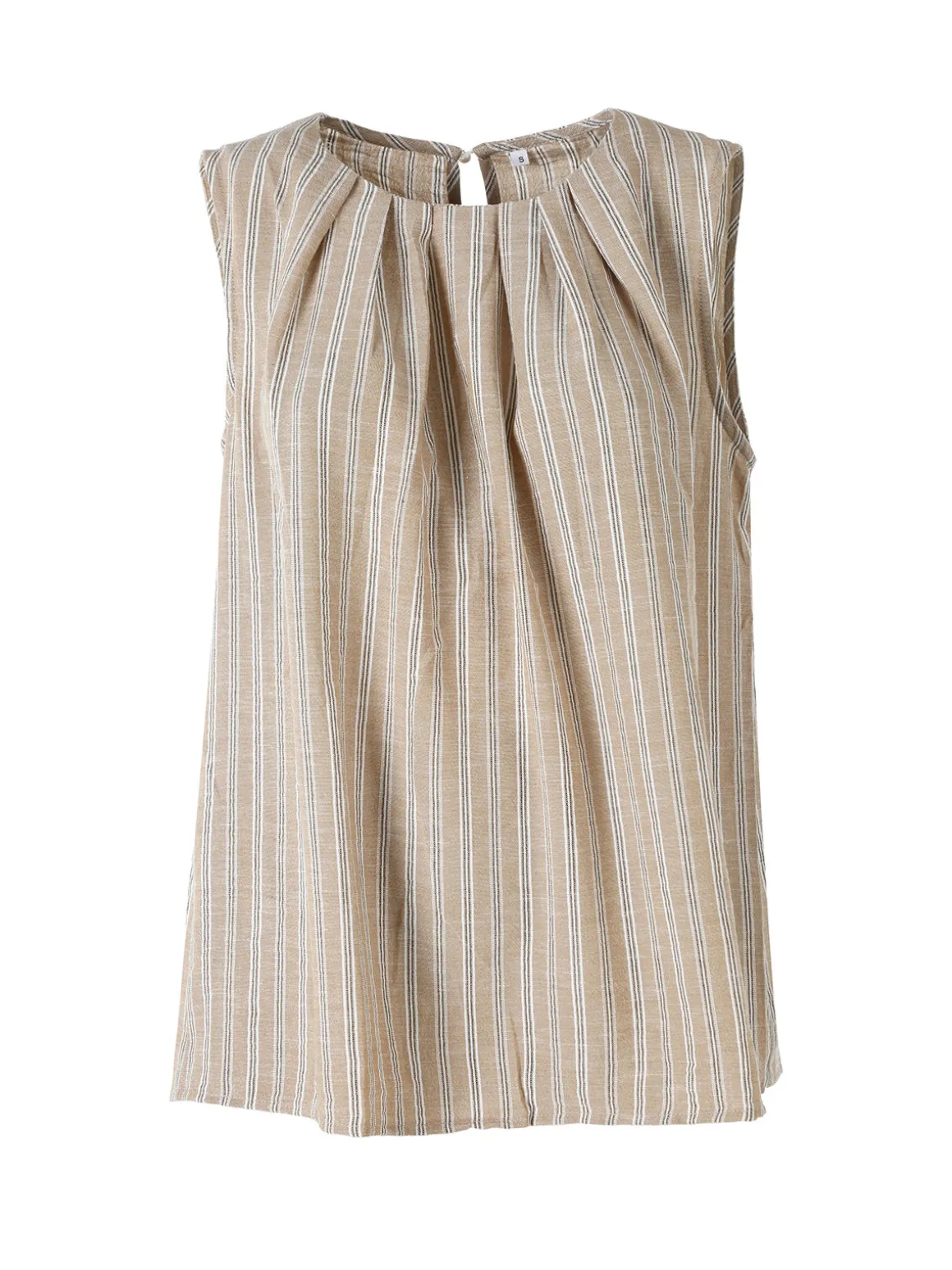 Solada Top donna a righe verticali con scollo tondo - khaki