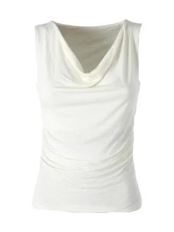 Solada Top donna arricciato sui lati con scollo a cascata - panna